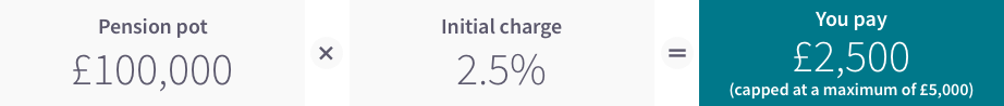 Pension pot (£100,000) Initial charge (2.5%) You pay (£2,500)